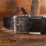 Black Ostrich Skin Leather Belt
