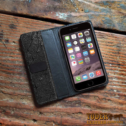 Black Ostrich Skin iPhone Case