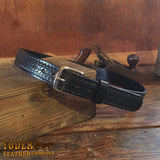 Black Basket Weave Leather Belt