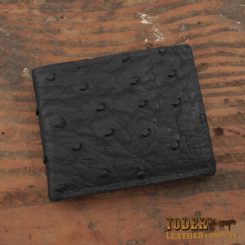 Black Ostrich Leather Wallet