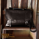 Black Leather Laptop Messenger Bag