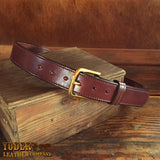 Stitched Brown Leather Belt