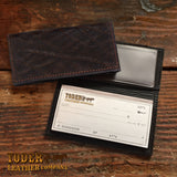 Dark Brown Elephant Hide Checkbook Cover