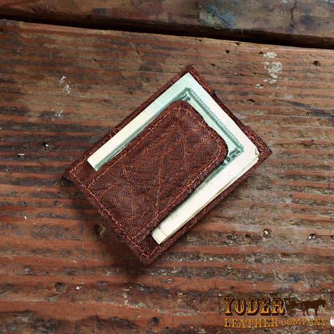 Brown Elephant Hide Magnetic Clip Wallet