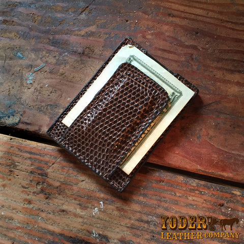 Brown Lizard Money Clip Magnetic Wallet
