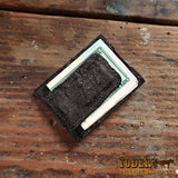 Black Ostrich Skin Magnetic Money Clip Wallet
