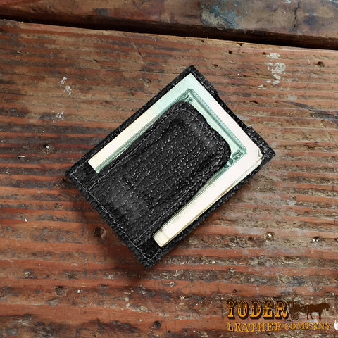 Black Shark Skin Magnetic Money Clip Wallet
