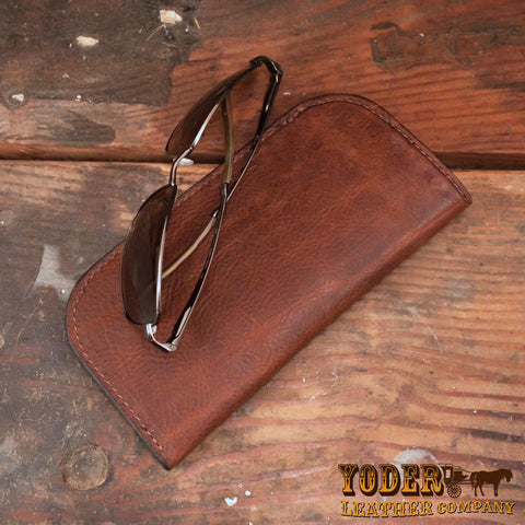 Brown Cowhide Leather Glasses Case