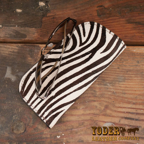 Furry Zebra Leather Glasses Case