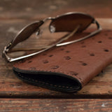 Ostrich Brown Glasses Case