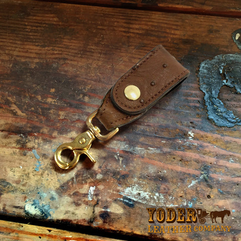 Brown Ostrich Leather Key Hanger