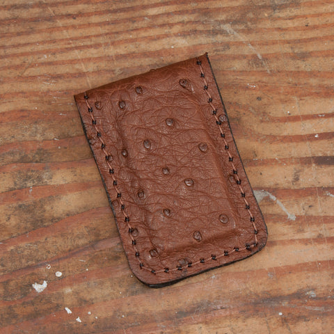 Brown Ostrich Money Clip