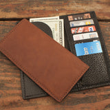Brown Cowhide Checkbook Wallet