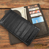 Black Eel Skin Checkbook Wallet