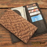 Rustic Brown Elephant Leather Checkbook Wallet