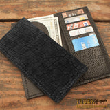Black Hippo Leather Checkbook Wallet
