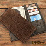 Brown Hippo Leather Checkbook Wallet