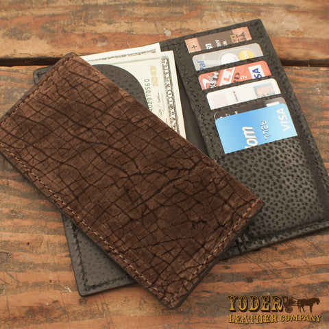 Brown Hippo Leather Checkbook Wallet