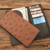 Brown Ostrich Checkbook Wallet