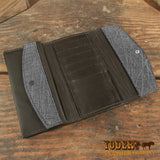 gray elephant leather women's clutch