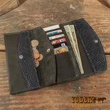 Black lizard skin clutch