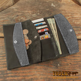 Gray Lizard Clutch Handbag Wallet