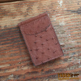 Brown Ostrich Skinny Clip Wallet