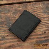 Black Bison Leather Trifold Wallet