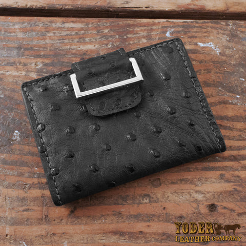 Women's Wallet Black Ostrich Skin